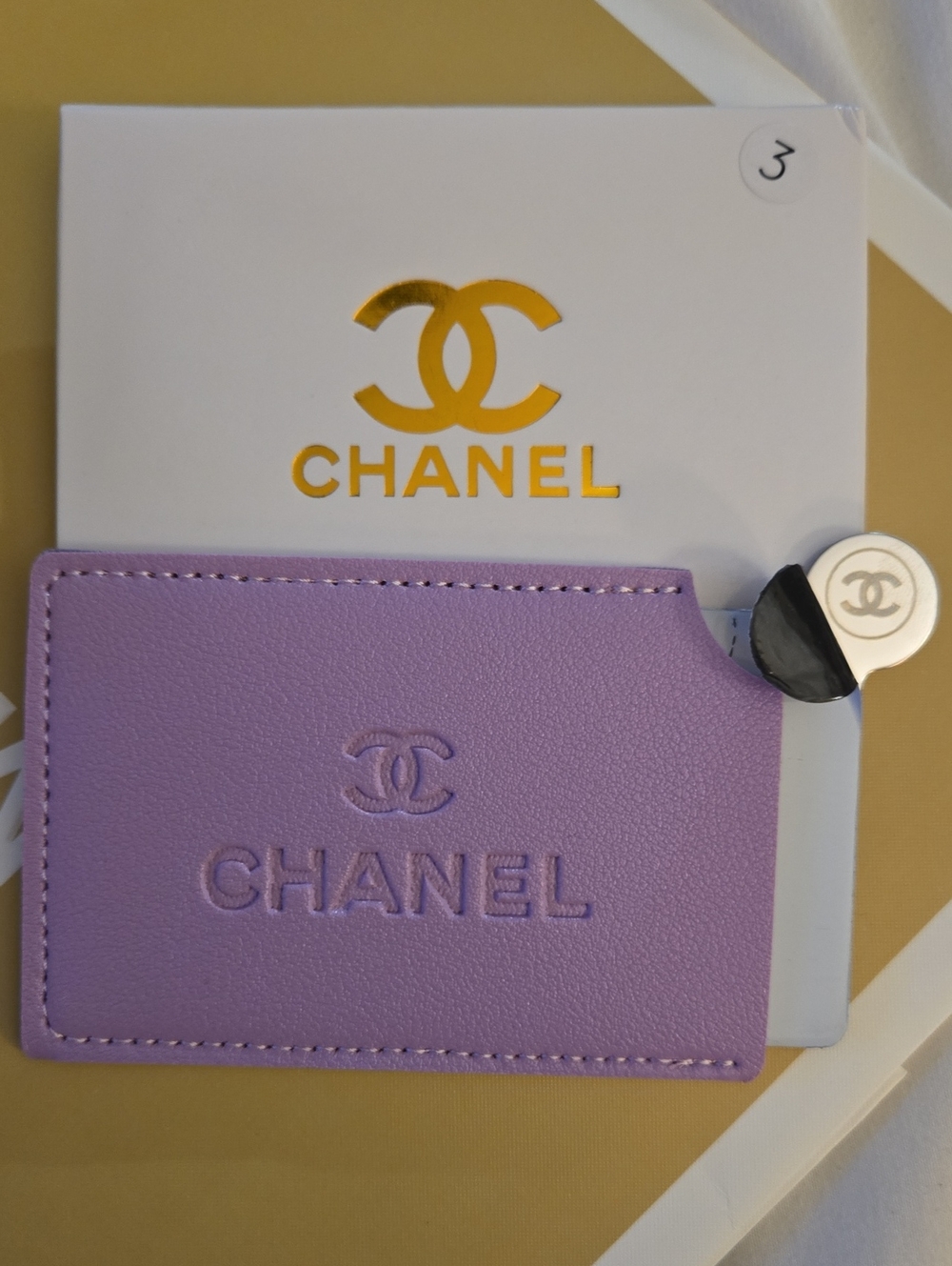 CHANEL CC Mirror  Card Holder in Lavender